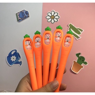 C19 Bút mực viết hình cà rốt và thỏ xoay đáng yêu