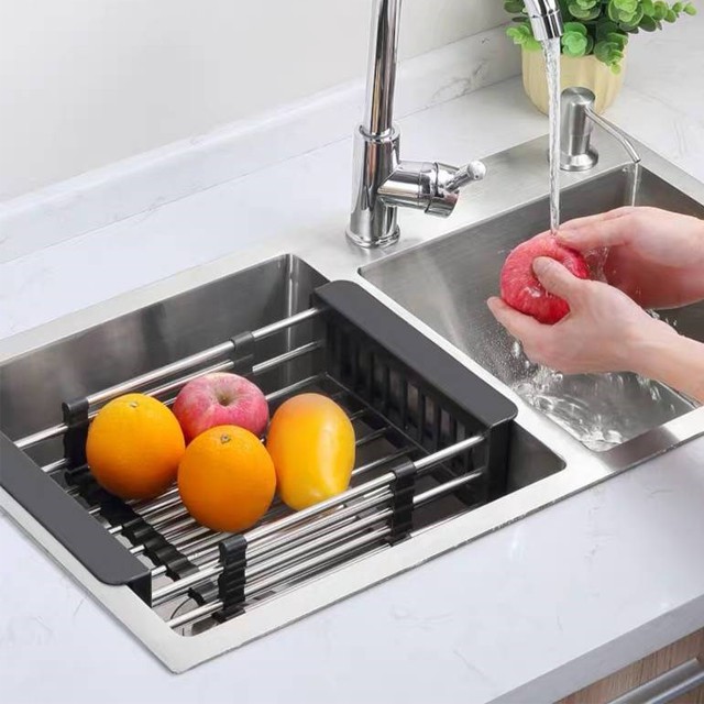 Kệ Inox Gác Bồn Rửa Bát Inox 304 Rút Gọn - Kệ Inox Rửa Chén, Úp Bát Đũa