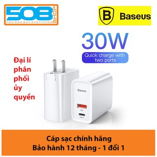 Củ sạc nhanh baseus 30w, cốc sạc nhanh baseus 30w speedy series type c sạc nhanh q.c 3.0 - trắng