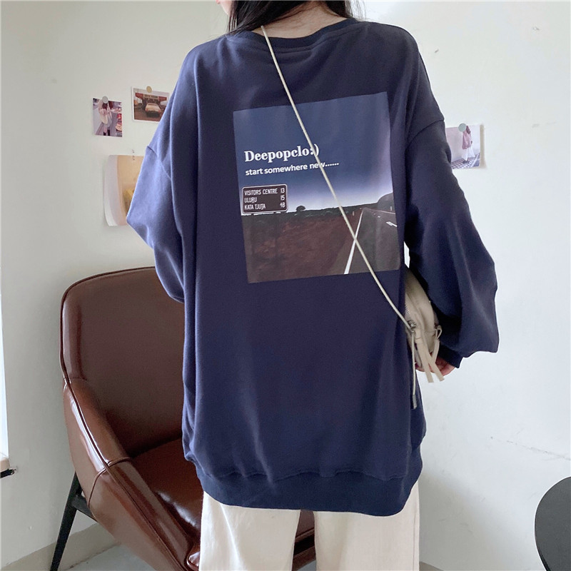 Áo thun mỏng dáng rộng in chữ thời trang mùa thu phong cách Hàn Quốc 216179 | BigBuy360 - bigbuy360.vn