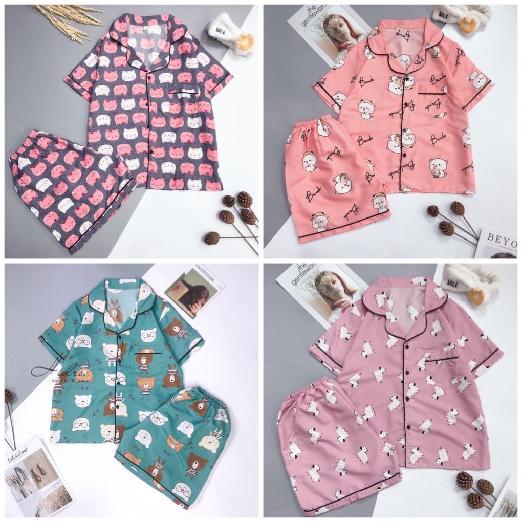 [Kate mềm] Bộ Pijama đùi chất Kate mềm freesize<60kg | BigBuy360 - bigbuy360.vn