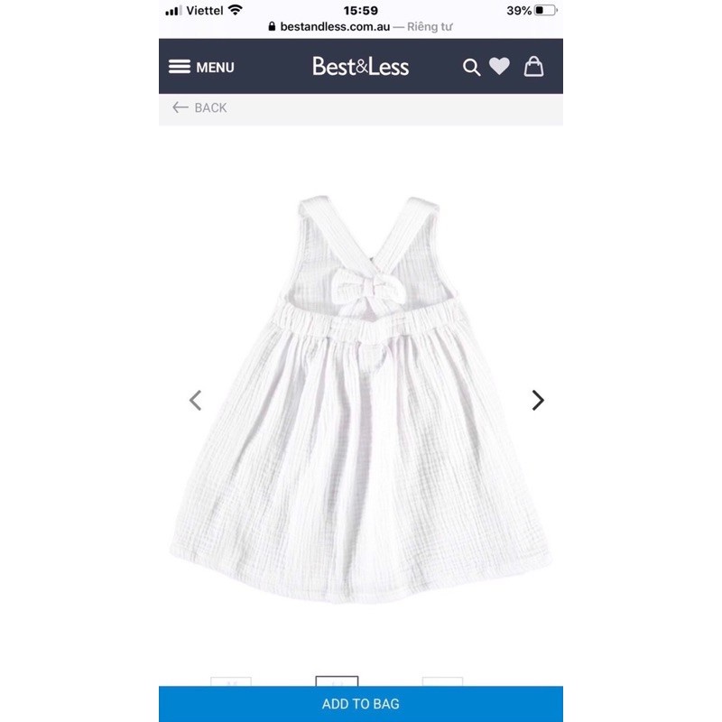 váy cotton đũi nơ trắng