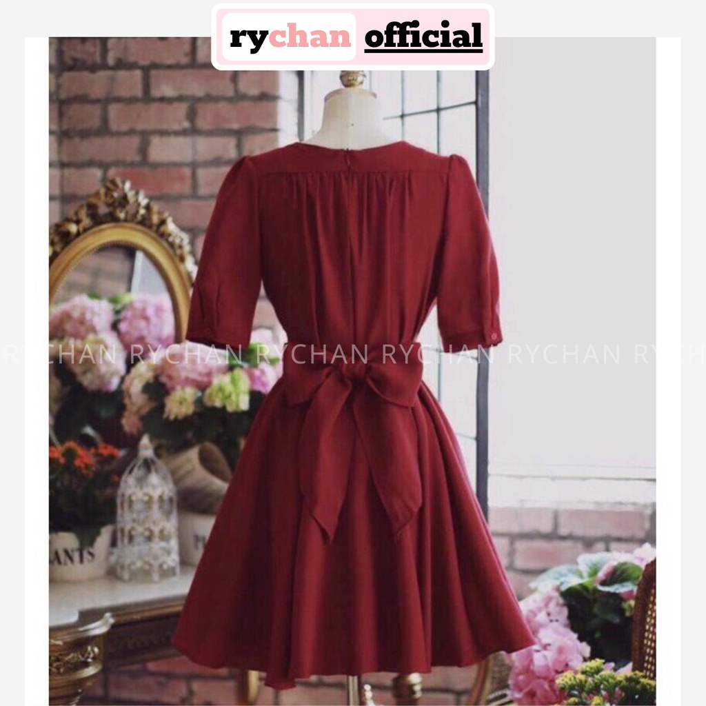 [ẢNH THẬT CUỐI] DX563 - Đầm Xòe Đắp Chéo Phối Nơ Lưng