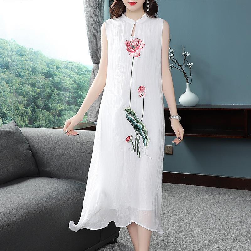 Đầm Sườn Xám Không Tay Thêu Hoa Phong Cách Trung Hoa Thời Trang Hè 2020 Cho Nữ | BigBuy360 - bigbuy360.vn