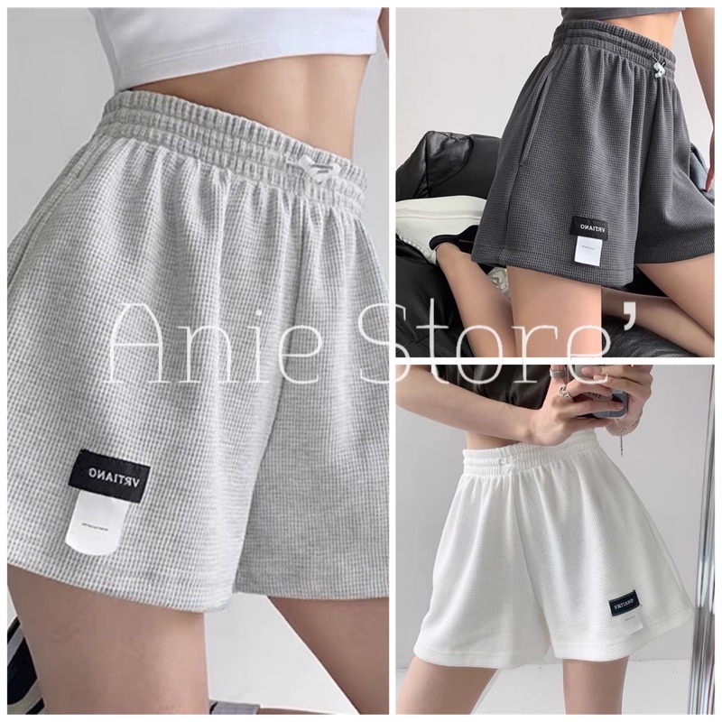 Quần Short Nữ Tổ Ong Logo Thêu 🦋 Quần Đùi Nữ Ống Rộng Trơn 4 Màu 🦋