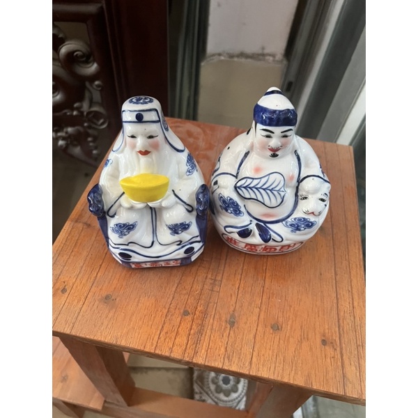 Tài địa men lam cao 14; cao 19 cm