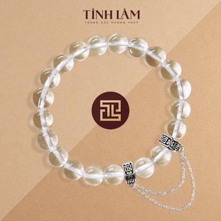 TINH LÂM Vòng Tay Phong Thủy Đá Thạch Anh Trắng 8 Li