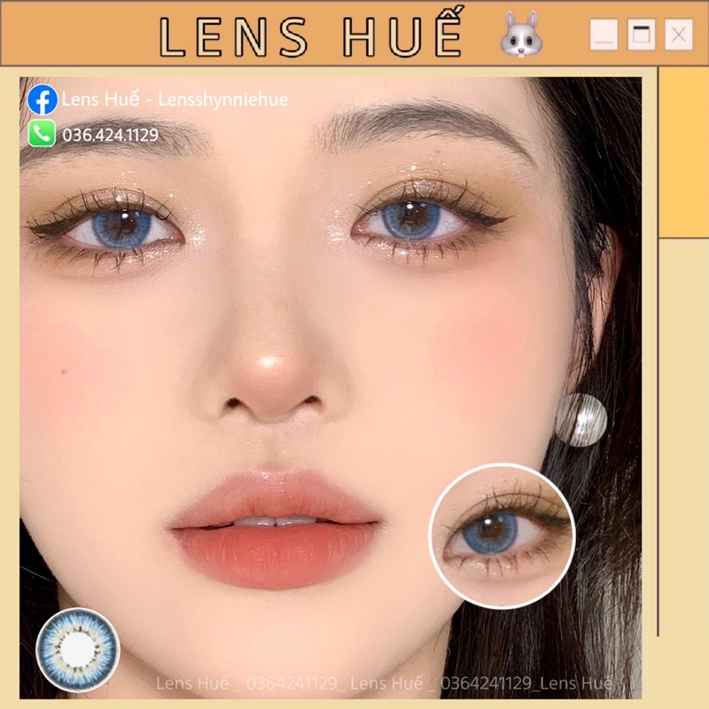 Lens BLUE - xanh biển tone hàn quốc 0 ĐỘ giãn vừa ( Shynnie Lens ) - mẫu mới màu xanh dương dễ mang giãn vừa ạ