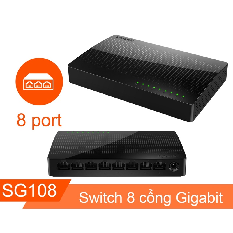 Bộ chia mạng Gigabit Switch TENDA 5 cổng SG105, 8 cổng SG108 Tốc độ 1000Mbps - Chính hãng BH36TH