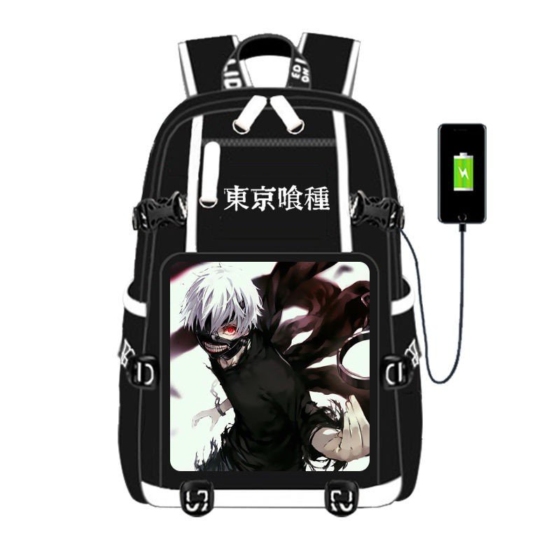 Balo 2 Vạch Kẻ Trắng in hình TOKYO GHOUL anime chibi cặp sách đi học thời trang