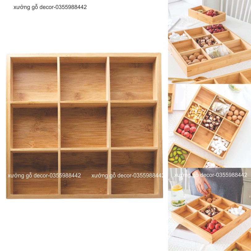 Khay Gỗ Đựng Đồ Đa Năng, Khay Gỗ Chia Ngăn Đựng Đồ- Wooden Tray