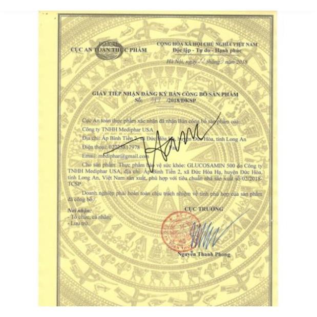 Viên xương khớp GLUCOSAMIN 500 HỖ TRỢ TĂNG TIẾT DỊCH KHỚP - Hộp 100 viên