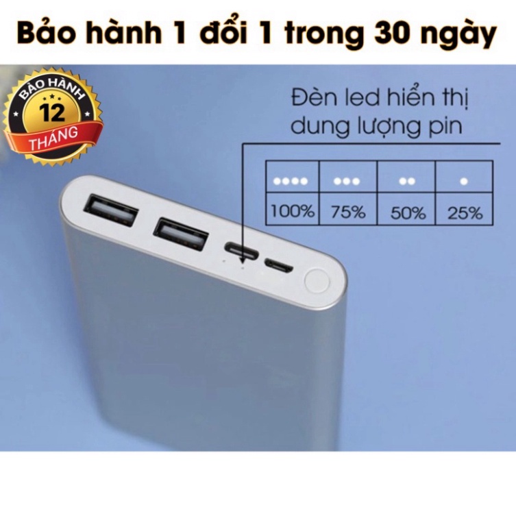 Sạc dự phòng Xiaomi gen 3 20000mAh/10000mAh, Redmi cổng USB, type C Fast Charge Power Bank
