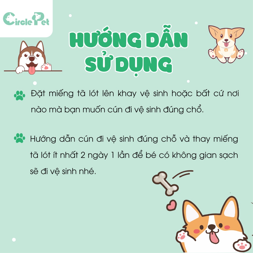 Tã Lót Cho Chó Khử Mùi Nước Tiểu Pet Diapers Thấm Hút Tốt, Không Gây Kích Ứng Da - Circle Pet
