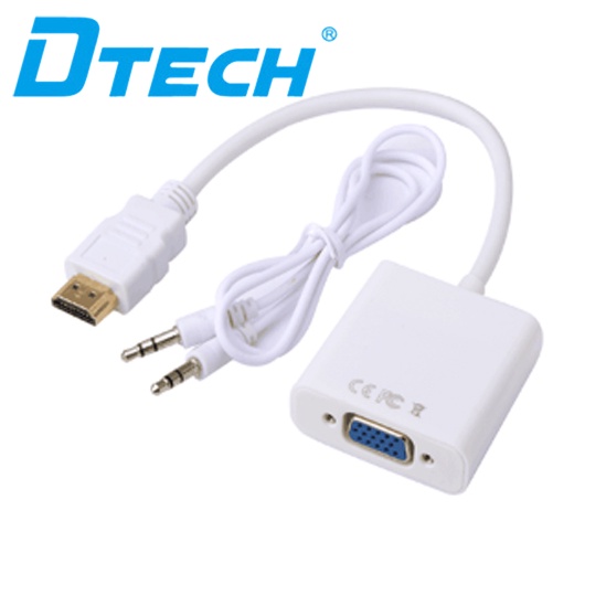 Cáp chuyển đổi Video DTECH HDMI sang VGA + AUDIO M-F HD (có AUDIO) Đen