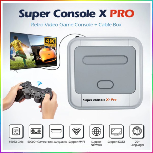 Chơi Game&amp;Xem PhimMáy Chơi Game Super Console X Pro 4K HD Retro dành cho PSP / PS1 / DC / N64-Kèm 2 Tay Game Không Dây