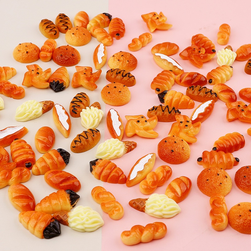 Bộ Phụ Kiện Làm Đồ Trang Trí Ốp Điện Thoại Hình Bánh Mì/ Món Tráng Miệng Bằng Nhựa Độc Đáo diy
