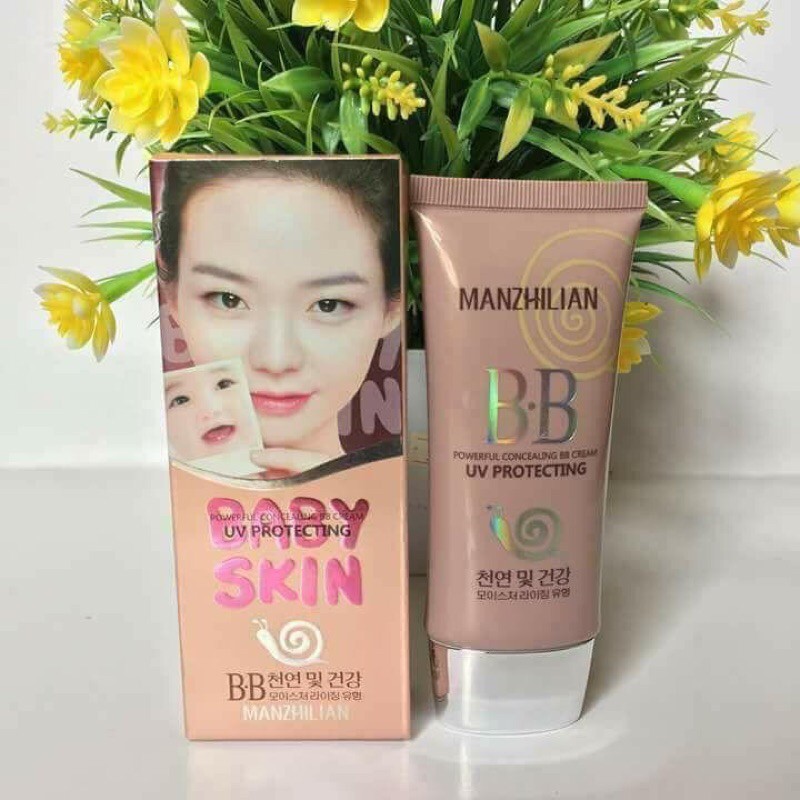 kem nền nữ bb cream ốc sên baby skin manzhilian 40g