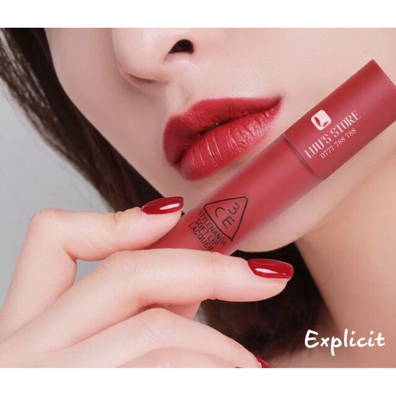 Son 3CE Lacquer #Explicit - Đỏ Cam Đất