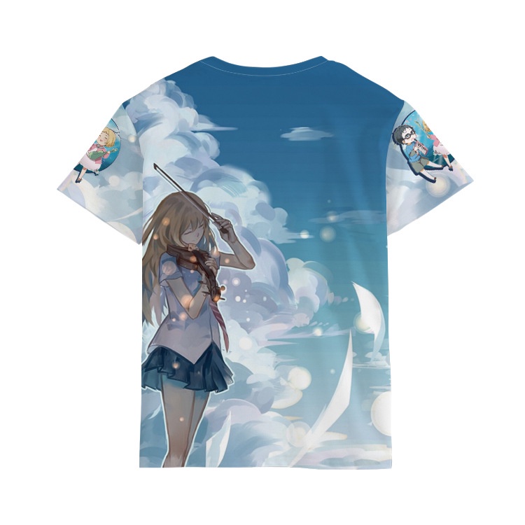 Áo nam Ngắn Tay Cổ Tròn In Hình Miyazono Kaori Arima Kousei Thời Trang Hàn