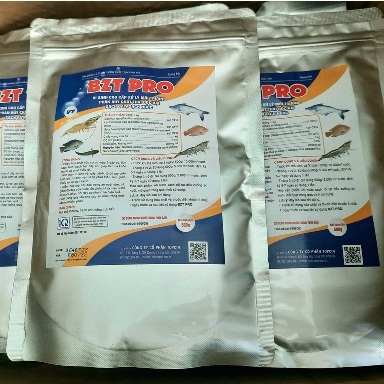 Men Vi Sinh Đáy BZT PRO  Xử Lý Đáy Ao Nuôi Hiệu Qủa Gói 500gr
