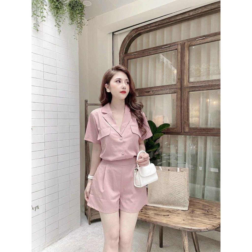 [ Miễn Phí Ship 2022 ] Set bộ vải for đùi áo vest quần ngắn, set bộ hai món kiểu dáng Hàn Quốc