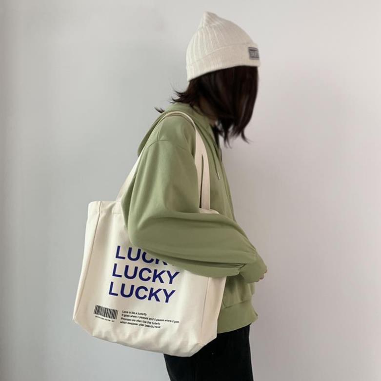 Túi vải canvas, túi đeo vai LUCKY phong cách Nhật Bản