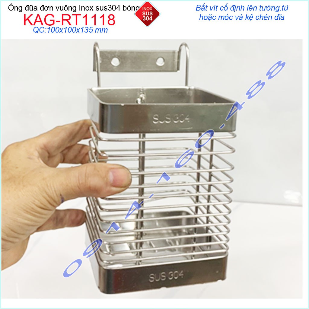 Ống đũa đơn KAG-RT1118, ống đựng đũa nhà bếp Inox SUS304 siêu bền giá tốt sử dụng tốt