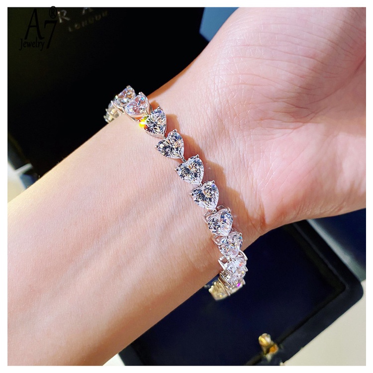 Vòng đeo tay mạ bạc 925 hình trái tim xinh xắn cho nữ