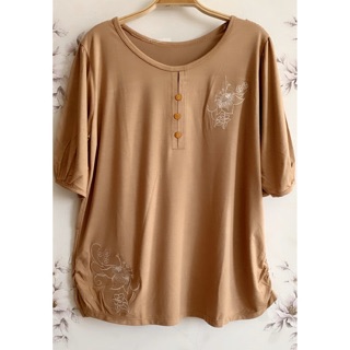 Áo trung niên thêu hoa chân áo - TL46 (Freesize dưới 68kg)