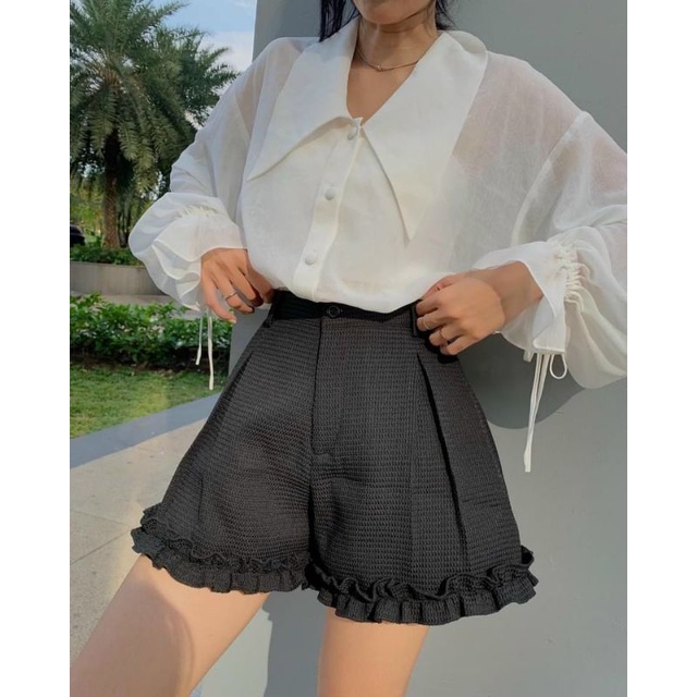 Quần Xốp nhún lai bèo Cạp Cao Xòe Siêu Hot