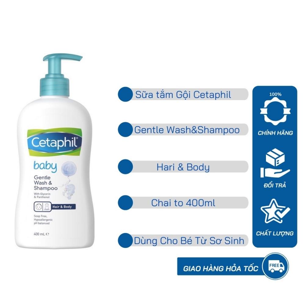 Cetaphil Tắm Gội 400ml - Sữa tắm gội 2 in 1 Cetaphil Baby Gentle Wash &amp; Shampoo 400ml