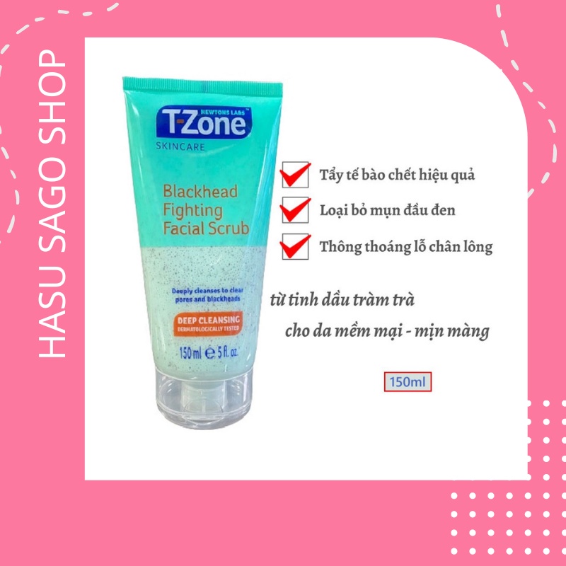 Tẩy da chết giảm mụn đầu đen T-Zone Blackhead fighting Facial Scrub 150ml