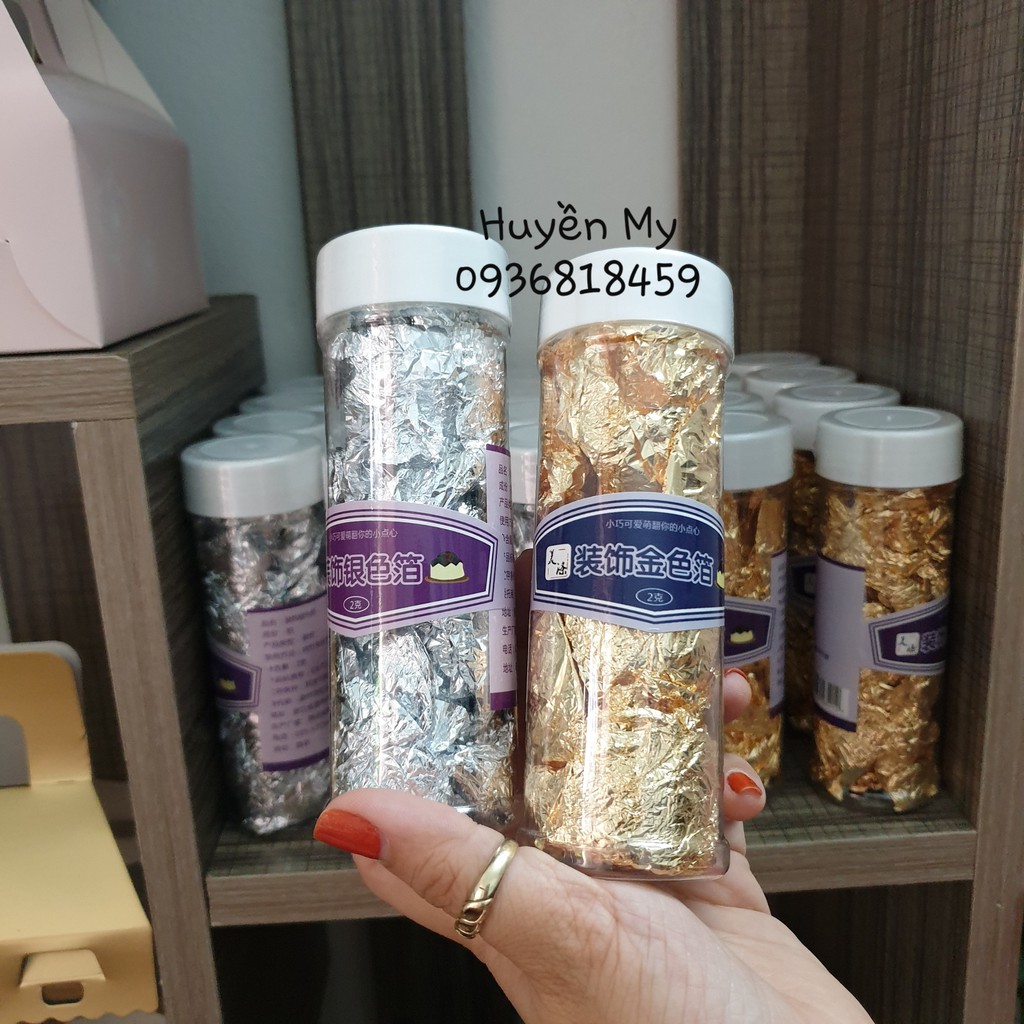 Lá vàng bạc trang trí bánh 2g