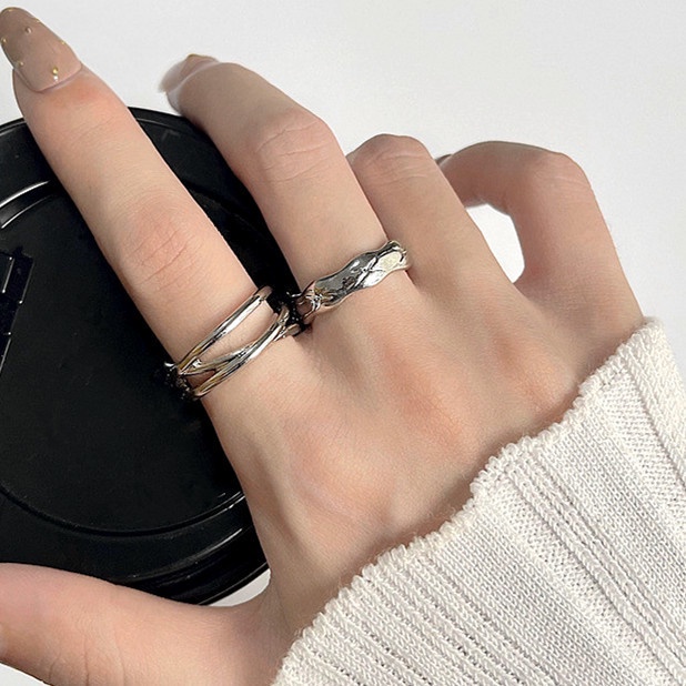 Nhẫn Hai Lớp Đơn Giản Thời Trang Cá Tính Có Thể Điều Chỉnh Dành Cho Nữ