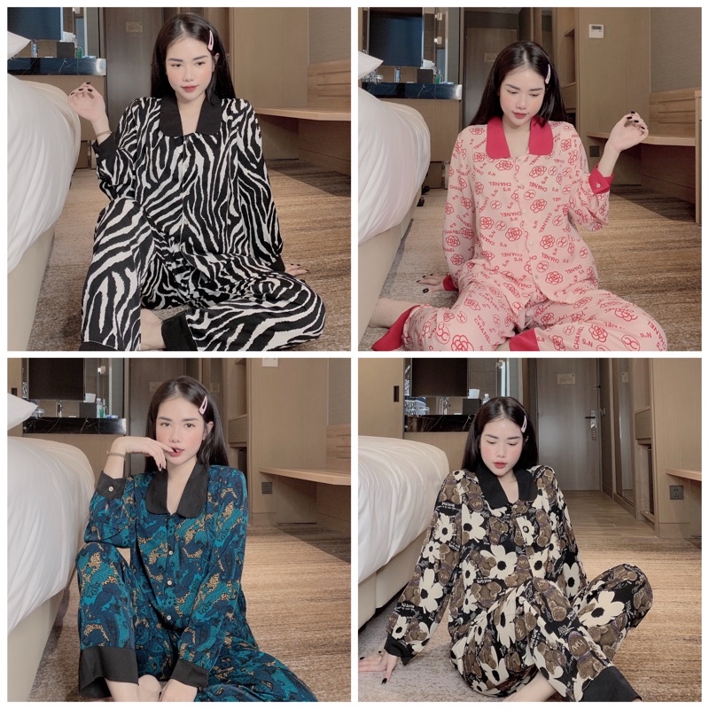 Đồ Bộ Pijama Nữ Lụa Mango Cao Cấp,Tay Dài Quần Dài,Hàng Thiết Kế,Chất Vải Mềm Mịn,Siêu Mát