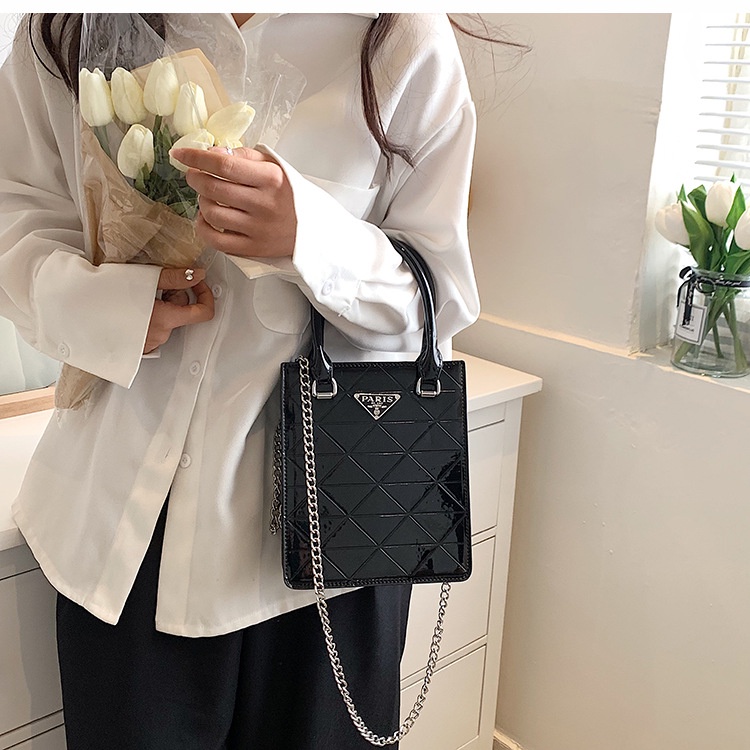 Túi xách tay đeo vai IELGY chuỗi dây xích thiết kế sáng bóng thời trang cho nữ