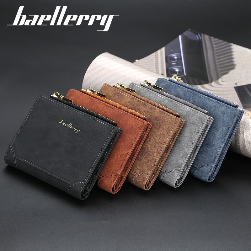 「COD」Baellerry Wallet Men's Short Korean Version Large Capacity Multi-card Zipper Coin Purse