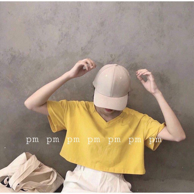 Áo croptop cổ tim / Áo croptop nữ tay lỡ form rộng