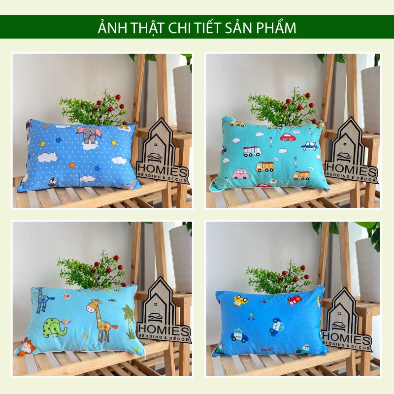 Gối Đầu Cho Bé Đi Học Muji Ép Hơi, Chất Vải Cotton Mềm Mát Thấm Hút Mồ Hôi - Kích Thước 30cm x 50cm