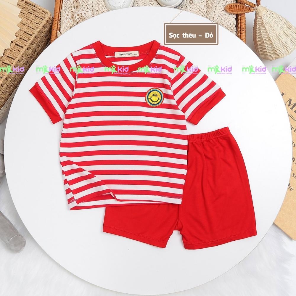 Bộ Cộc Tay Cho Bé  Bộ Minky Mom Cộc Tay Sọc Thêu cho bé trai bé gái, chất thun lạnh cao cấp siêu mềm mát