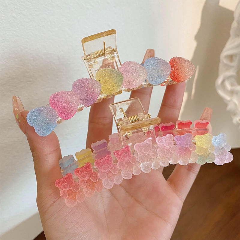 Kẹp Tóc Màu Kẹo Ngọt Họa Tiết Trái Tim Dễ Thương Bắt Mắt