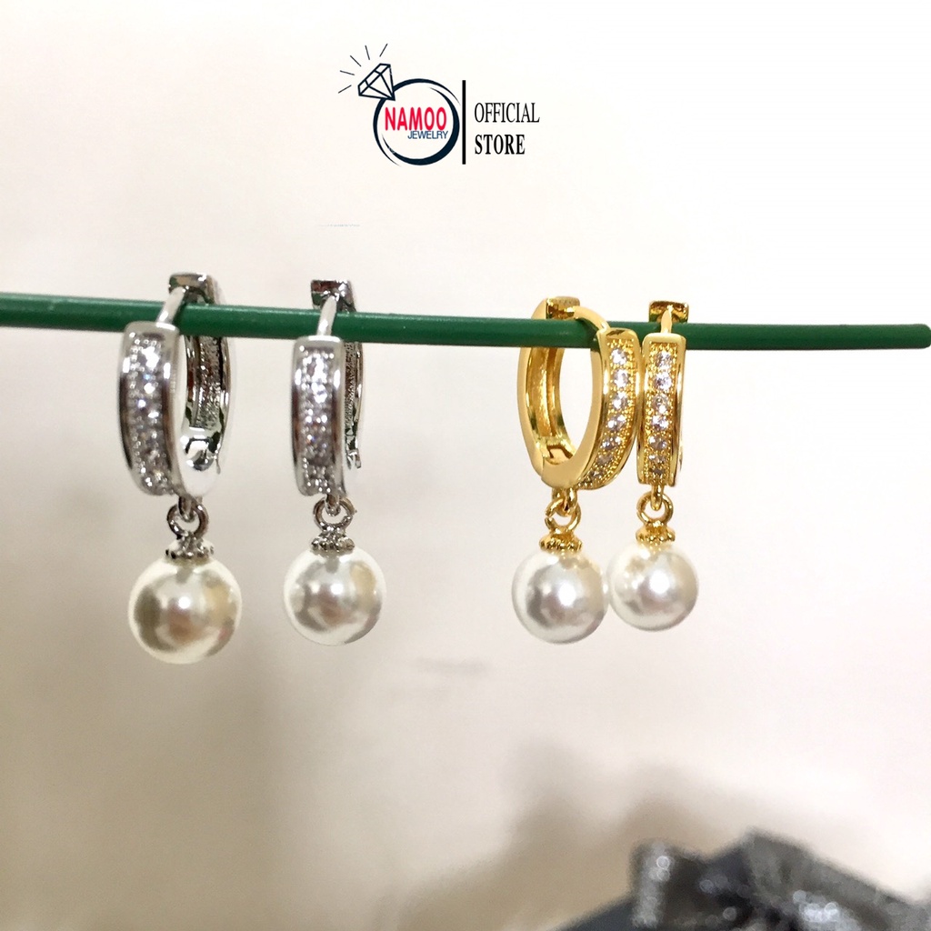 Hoa Tai Ngọc Trai Nhân Tạo Nữ, Khuyên Tai Mạ Vàng T568 Namoo Jewelry