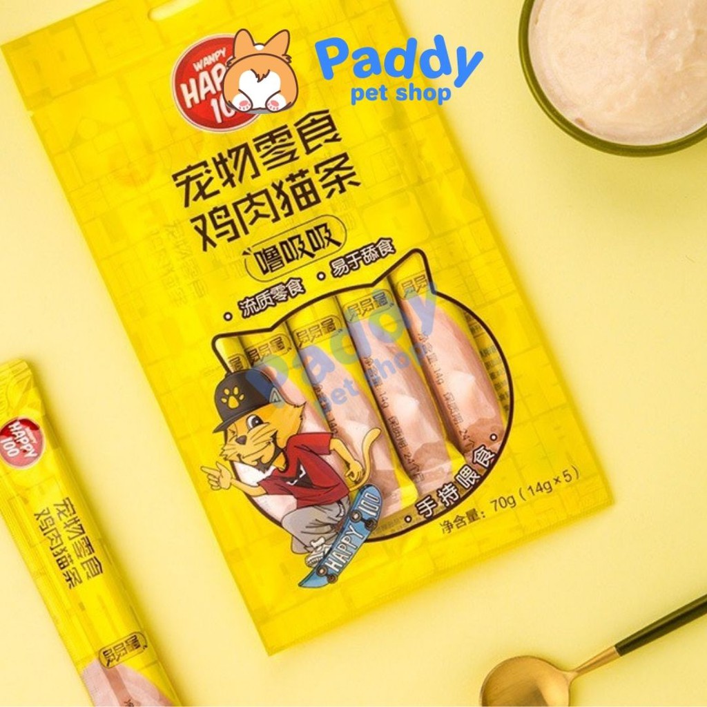 Súp Thưởng Mèo Wanpy Happy 100 (Túi 5 tuýp*14g)