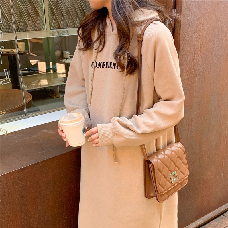 Đầm Hoodie Dáng Rộng In Chữ Thời Trang Mùa Thu Cho Nữ