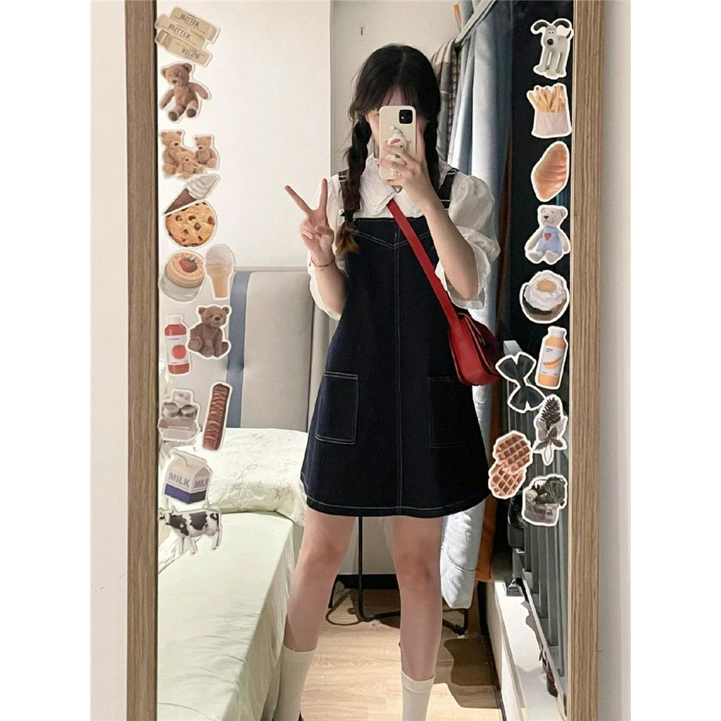 Váy Yếm Denim Tay Phồng Thời Trang Hàn Quốc Sành Điệu 63856