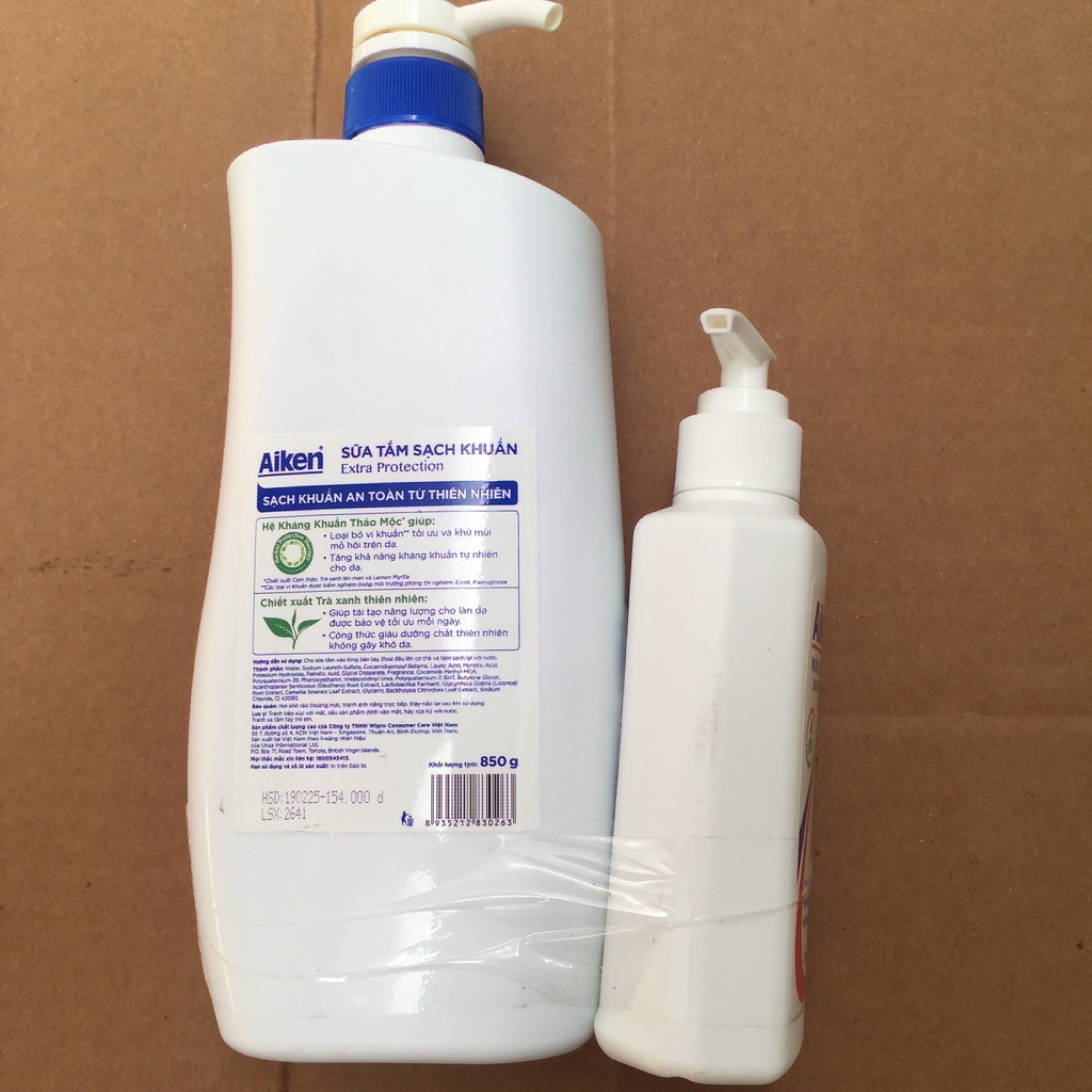 Aiken Sữa tắm Sạch khuẩn Chiết Xuất Trà Xanh Thiên Nhiên 850g+ Rữa tay sạch khuẩn Aiken 250g