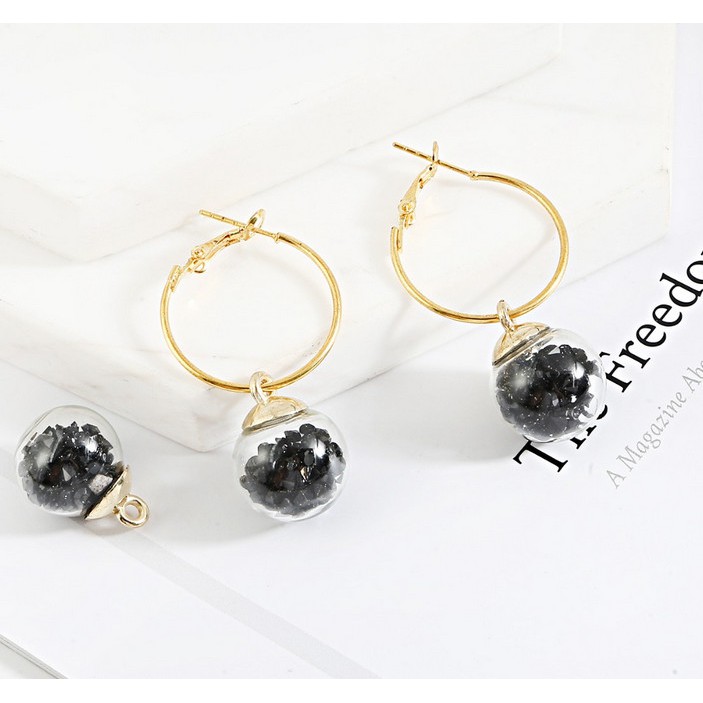 Set 5 quả cầu thủy tinh trong suốt 16mm dùng làm trang sức thủ công