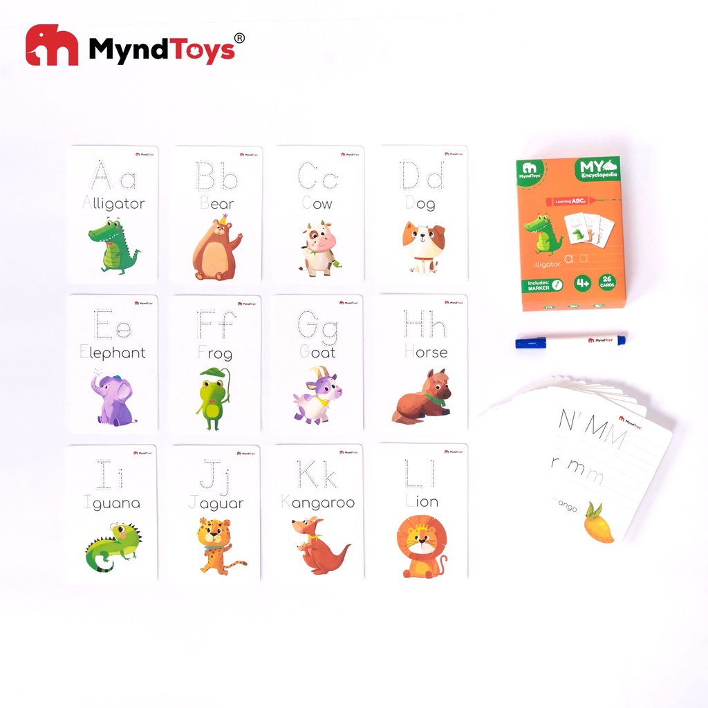 Bộ Thẻ Học Thông Minh Chữ Cái và Số Viết Xóa Được Nhiều Lần Cả 2 Mặt - My Encyclopedia - Myndtoys