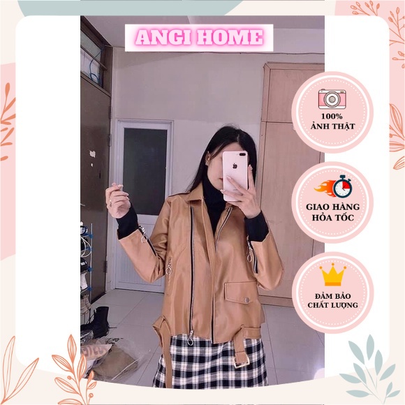 Áo da nâu bò 2 lớp kèm khóa kéo AnGi Home